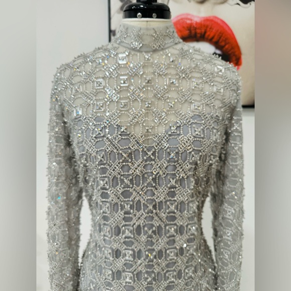 Georges Hobeika Beaded Tulle Shirt Flared Gown Maxi Dress - Picture 4 of 15